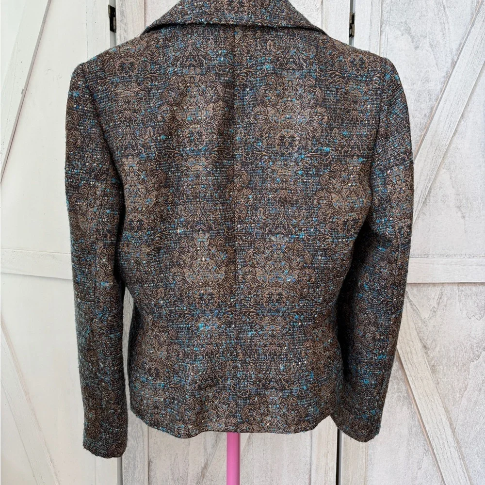 Insight New York Jacquard Blazer Jacket Women’s 10 Floral Textured Metallic - Picture 2 of 11